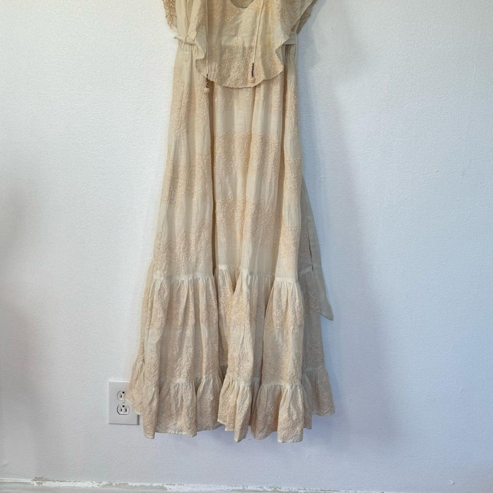 Love Sam Tallulah Silk-Blend Embroidered Ivory Maxi Dress Sz S - Picture 11 of 16